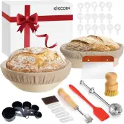 9" Round & 10" Oval Sourdough Proofing Basket Set with Essential Baking Tools