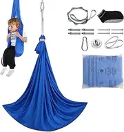 Child Sensory Swing Indoor 360°Swivel Hanger Kids Therapy Hammock to Play & Calm (Blue)
