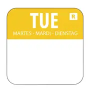 Hygiplas Day of the Week Removable Label Tuesday 1'' (Roll 1000)