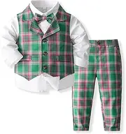 [Kimocat] Baby Boy Clothes Outfit Suit Long Sleeve Gentleman Tuxedo Vest Wedding Birthday Party Suit