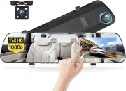 Mirror Dash Cam 4 Inch Rear View Mirror 1080P Front and Rear View Dual Cameras,M