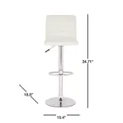 SAFAVIEH Swivel Cushioned Bar Stool 15.4" W, Adjustable Height In White/Chrome