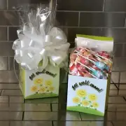 Get Well Soon Charms Assorted Lollipops Gift Basket-Box Wrapped With White Bow