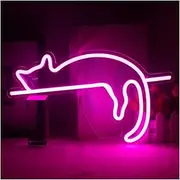 Hanging Art Neon Signs Cat Neon Signs LED Decor Lights for Room Wall Mountable Lamp Home Party Wedding Birthday Kids Sign Illuminated 36cmx22cm