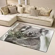 [KHiry] Area Rug for Living Room Anti-Slip Carpet Koala Plush Bedroom Rug Home Decor Flannel Bedroom Carpets Padded Rug for Gamer Room 63 × 48 Inch