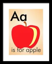 A is for Apple - Art Print Home Decor Wall Art - Flashcard (frame not included)