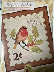 Fig Tree & Co Winter Robin Applique Quilt Pattern No 3 Vintage Stamp Bird Holly