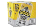 Solo Zero Sugar Original Lemon Soft Drink Cans Multipack 375ml X 24 Pack