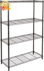 Heavy Duty Storage 4 Shelf Shelving Unit Black Storage Rack Organizer