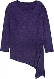 [Alfani] Women Sweater Purple US Large L Pullover Shimmer Asymmetrical