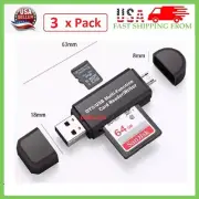 3 x Micro USB OTG to USB 2.0 Adapter SD/Micro SD Card Reader + Standard USB Male