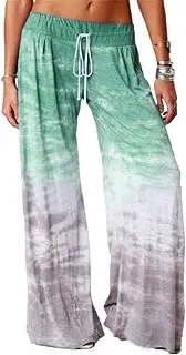 [Suhorseful] Women's Wide Leg Lounge Pants Loose Comfy Tie Dye Yoga Sport Trousers High Waisted Drawstring Sweatpants