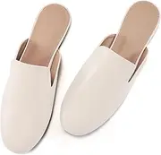 [Reimferce] Womens Mules Work Shoes: Black Comfortable Dress Slip On Flats for Indoor Outdoor Walking