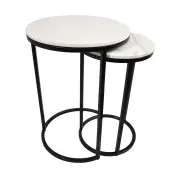 [James Lane] Mercer Marble Side Table (Nested Set of 2) - Black