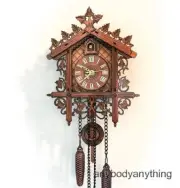 Cuckoo Wall Clock Vintage Antique Wooden Hanging Clock Home Living Room Decor T