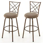 Giantex Set of 2 Swivel Bar Stool Height Adjustable Dining Chairs w/Metal Frame Brown