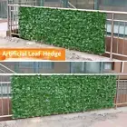 50x100cm Artificial Leaf Hedge Fake Plant Fence Roll Wall Garden Home Decor Chic