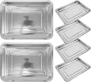Totority 6pcs Stainless Steel Seedling Trays Plant Germination Trays Plant Nursery Container for Indoor Gardening Nursery and Transplanting