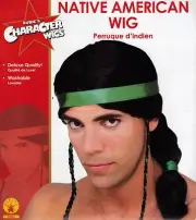 NATIVE AMERICAN INDIAN South Western Apache Geronimo BLACK HAIR WIG Costume New
