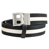 在飛比找森森購物網優惠-BALLY 6219934 BISING 黑白織帶雙面B扣環