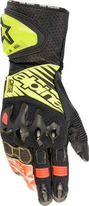 Alpinestars GP Tech V2, gloves , color: Black/Neon-Yellow/White/Neon-Red , size: XXL