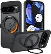 [YINLAI] for Google Pixel 9 Pro XL Case with Magnetic 360° Rotatable Ring Stand, [Compatible with MagSafe] Slim Shockproof Protective Phone Cases for Google Pixel 9 Pro XL 6.8", Black