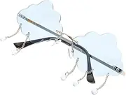 Kisangel Cool Glasses Sunglasses Glass Cloud Frameless Shades Cloud Disco Glasses Tassel Cloud Glasses with Raindrops Rimless Party Glasses Rave Glasses Funny Glasses Man Toy Irregular Pc