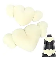 Heart Shaped Car Pillows, Comfortable Soft Car Pillow, Heart Shaped Pillow with Angel Wings Car Headrest, 2X Plush Heart Shaped Pillow with Wings, Cozy Cute Car Pillow Headrest for Driving, Home
