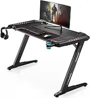 EUREKA ERGONOMIC Z2 Computer Gaming Desk with Retractable Cup Holder Headset Hook RGB Light for Men Boyfriend Female Gift