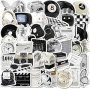 ZJSXINDI Stickers Aesthetic Waterproof Laptop Stickers Decals 61 Pcs for Water Bottle Laptop Computer Skateboard Bumper,Aesthetic Vsco Vinyl Stickers for Kids Teens Girls (Black and White)