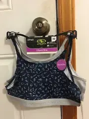 NWT GIRL SIZE M ATHLETIC WORKS 2 PACK CAMI STYLE SPORT BRAS BAND SIZE 32