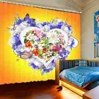 Blue Love Bouquet 3D Blockout Photo Print Curtain Fabric Curtains Window