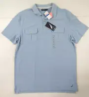 NWT NAUTICA Men's Azure Blue Short Sleeve Polo Shirt Size XL #A548
