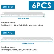 6Pcs Reciprocating Saw Blades Set 12inch 9inch Stainless Steel Frozen Food lejud