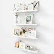Picture Ledge Shelf, Wood Floating Shelves Set of 4, 24 inch Picture 24" White