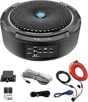 RECOIL SL1708 8" Under-Seat Slim Amplified Car Subwoofer with 99.99% Oxygen Free Copper Installation Wiring Kits