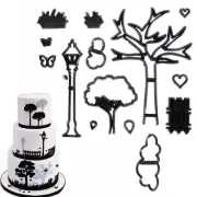 14pcs Street Light Tree Cloud Silhouettes Fondant Decorating Sugarcraft Cutter