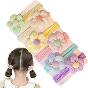 Hair Bobbles for Children, Hair Bobbles for Toddlers and Girls, 6 x Soft Flower Hair Bobbles - Hair Accessories for Little Girls, Hair Bobbles for Babies, Ponytail Holder for Thick or Thin Hairstyles