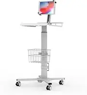Mobile Medical Tablet Cart Compatible with 9.7-12.9” iPad, Rolling Medical Workstation, Mobile Tablet Workstation for Hospital, Clinic, Library, Restaurant, Tablet Rolling Floor Stand Cart