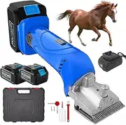 500W Cordless Horse Clippers,Professional Livestock Grooming Kit with 6-Speed Adjustment, 2 x 3000mAh Batteries & Detachable Blades, Heavy Duty Electric Clippers for Horses, Cattle, Sheep & Goats