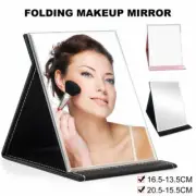Portable Travel Makeup Mirror Foliding PU Leather Frameless HD Glass Angle Adjus