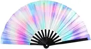 [STKARCV] 1PCS Creative Fan Foldable Festival Dancing Hand Fan Gradient Colorful Bone Fan Bar Party Decor(1)