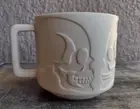 16 oz White Ceramic Skull Relief Design Mug