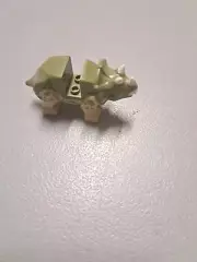 Lego Dinosaur Triceratops Baby with Fixed Olive Green Top with Molded White Horn