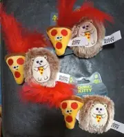 Quirky Kitty Hedge Hog & Pizza Cat Kitten Catnip Toy Lot of 3 Packages