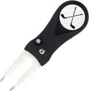 Golf Divot Repair Tool Switchblade Divot Tools with Golf Ball Marker Pop-Up Butt