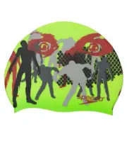 Speedo Thrills And Chills Silicone Swim Cap Swimming Pool Hat Lime Green Zombie
