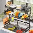 Over Sink Dish Drying Rack (Expandable Height/Length) Snap-On Design Large Di...
