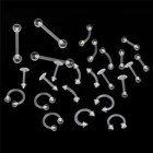 24x Clear Color Belly Navel Tongue Lip Rings Bars Studs Body Piercing Jewelr _cu