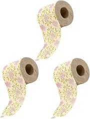MERRYHAPY Cute Rose Print Bamboo Pulp Paper Toilet Paper 3 Rolls Decorative Tissue Holders Bathroom Decorative Napkins